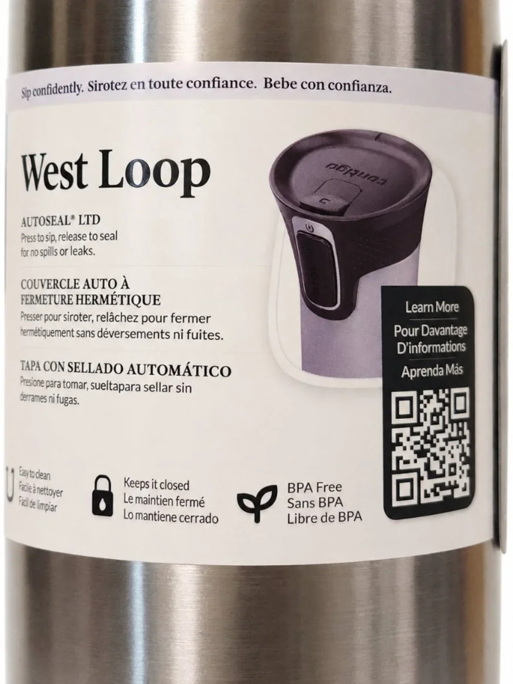 Contigo West Loop 2.0 AutoSeal Stainless Steel Travel Mug 20oz Thermalock NEW